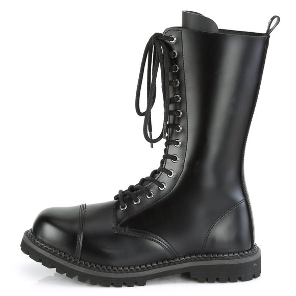 Gothic Leather Lace Up Steel Toe Boots